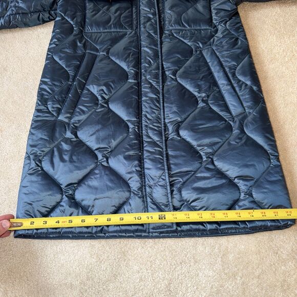 Calvin Klein Puffer Women’s Small Quilted Hooded Coat Blue Full Zip Mid Length - Picture 9 of 10
